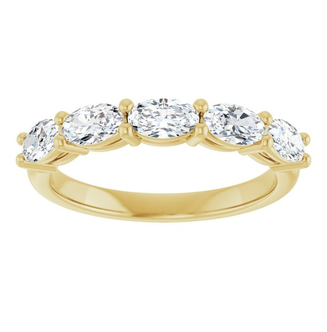 14K Yellow Or White Gold Oval 5 X 3 Mm Polished 1 1/6 Ctw Natural Diamond Anniversary Band Size 7