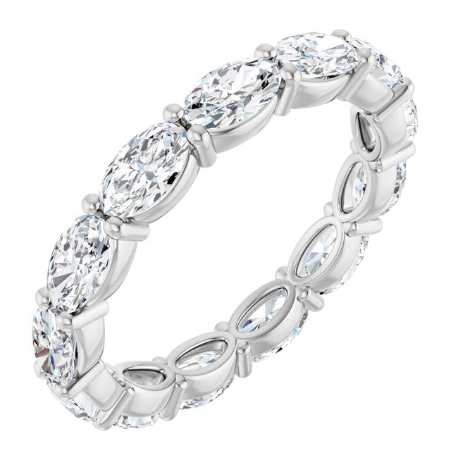 14K White Gold Oval 5 X 3 Mm Si1, Ghi Polished 3 1/4 Ctw Natural Diamond Eternity Band Size 7