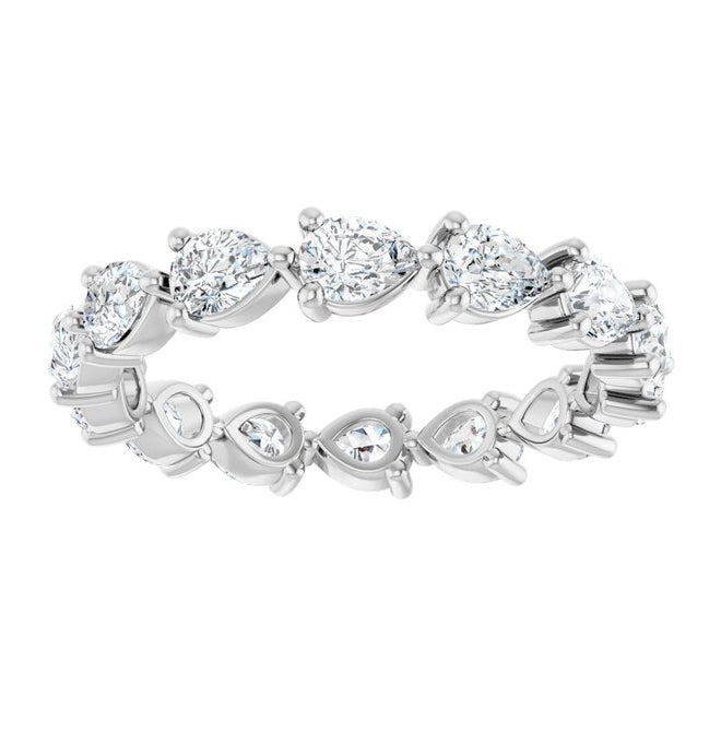 14K Yellow Or White Gold Pear 4 X 3 Mm Vs, F+ Polished 2 Ctw Lab-Grown Diamond Eternity Band Size 7