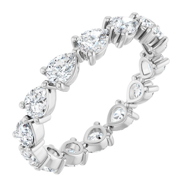 14K Yellow Or White Gold Pear 4 X 3 Mm Vs, F+ Polished 2 Ctw Lab-Grown Diamond Eternity Band Size 7