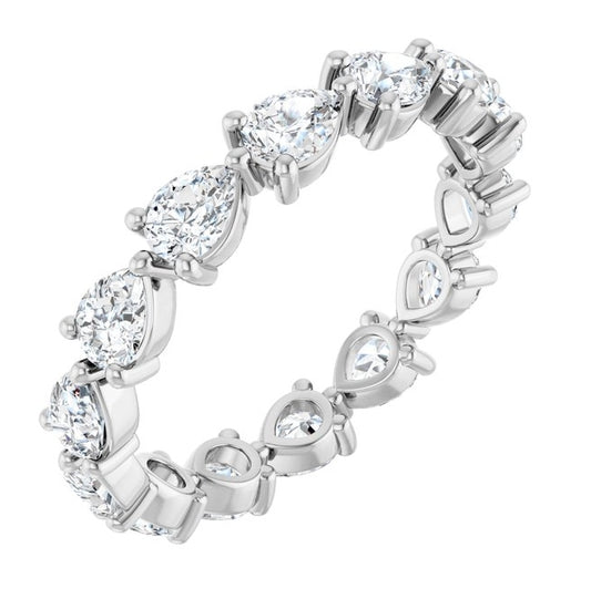14K Yellow Or White Gold Pear 4 X 3 Mm Vs, F+ Polished 2 Ctw Lab-Grown Diamond Eternity Band Size 7