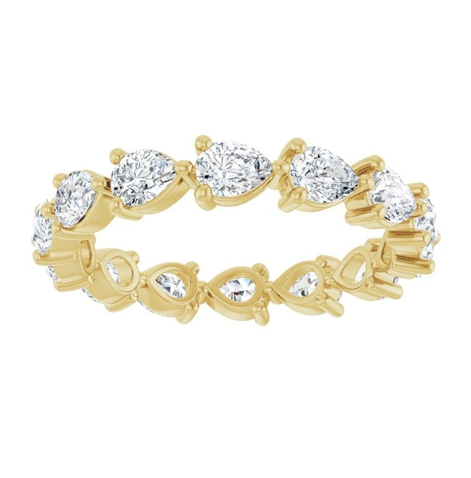 14K Yellow Or White Gold Pear 4 X 3 Mm Vs, F+ Polished 2 Ctw Lab-Grown Diamond Eternity Band Size 7