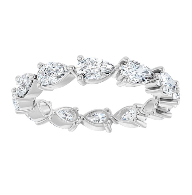 14K White Gold Pear 5 X 3 Mm Vs, F+ Polished 2 3/8 Ctw Lab-Grown Diamond Eternity Band Size 7