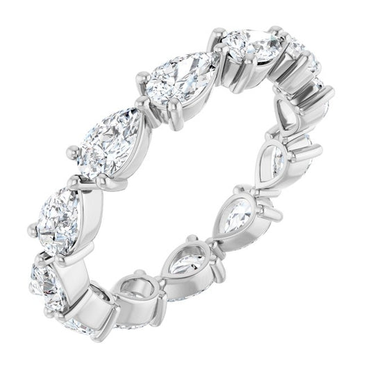 14K White Gold Pear 5 X 3 Mm Vs, F+ Polished 2 3/8 Ctw Lab-Grown Diamond Eternity Band Size 7