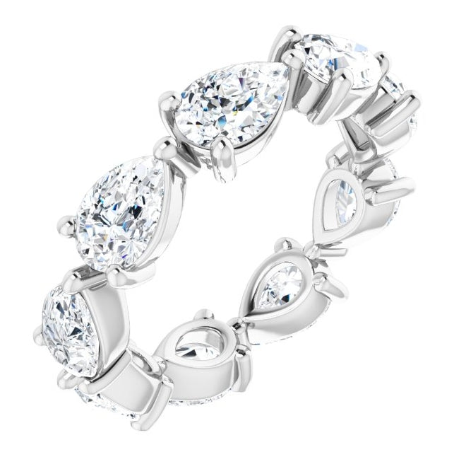14K White Gold Pear 6 X 4 Mm Vs, F+ Polished 2 3/4 Ctw Lab-Grown Diamond Eternity Band Size 5