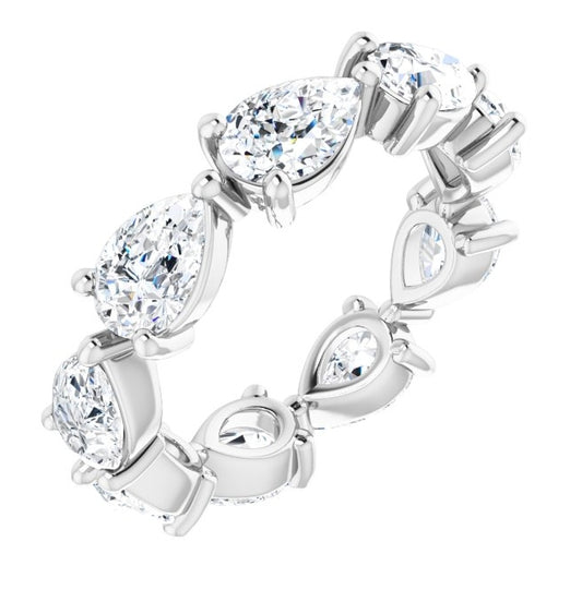 14K White Gold Pear 6 X 4 Mm Vs, F+ Polished 2 3/4 Ctw Lab-Grown Diamond Eternity Band Size 5