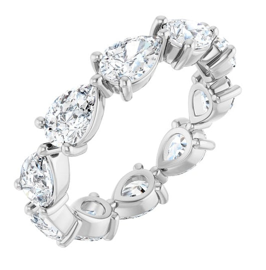 14K White Gold Pear 6 X 4 Mm Vs, F+ Polished 3 Ctw Lab-Grown Diamond Eternity Band Size 7