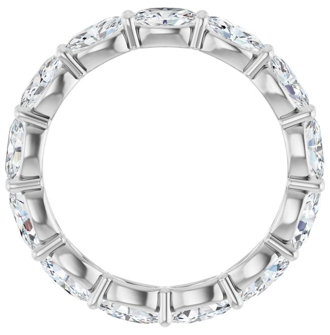 14K White Gold Oval 5 X 3 Mm Si1, Ghi Polished 3 1/4 Ctw Natural Diamond Eternity Band Size 7