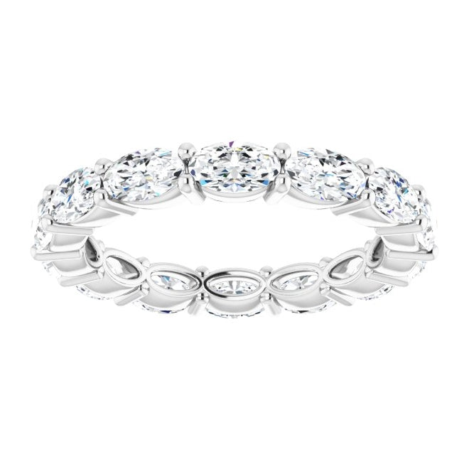 14K White Gold Oval 5 X 3 Mm Vs, F-G Polished 2 3/4 Ctw Lab-Grown Diamond Eternity Band Size 7.5