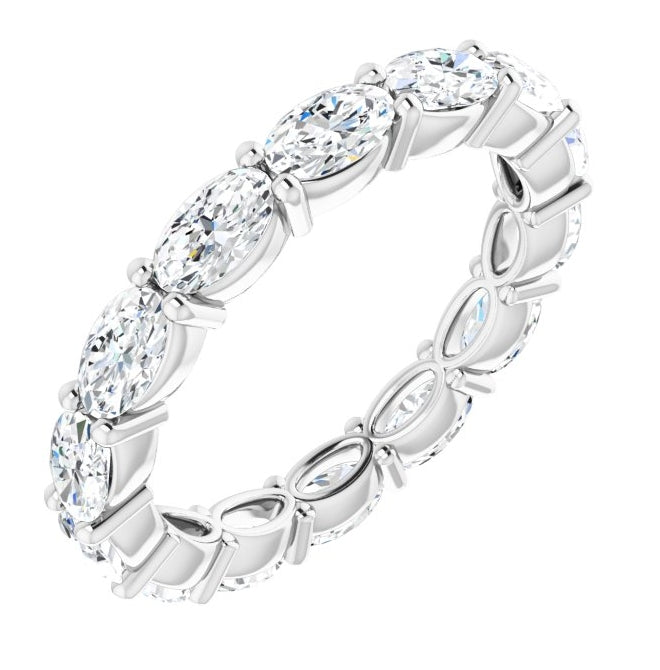 14K White Gold Oval 5 X 3 Mm Vs, F-G Polished 2 3/4 Ctw Lab-Grown Diamond Eternity Band Size 7.5