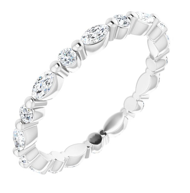 Platinum Marquise 3.5 X 1.75 Mm Si2-Si3, Ghi Polished 5/8 Ctw Natural Diamond Eternity Band Size 5.5