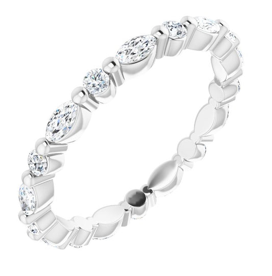 Platinum Marquise 3.5 X 1.75 Mm Si2-Si3, Ghi Polished 5/8 Ctw Natural Diamond Eternity Band Size 5.5