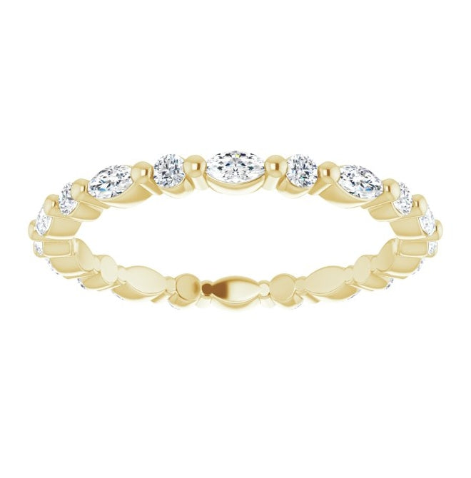 14K Yellow Gold Marquise 3.5 X 1.75 Mm Vs, F+ Polished 5/8 Ctw Lab-Grown Diamond Eternity Band Size 5.5