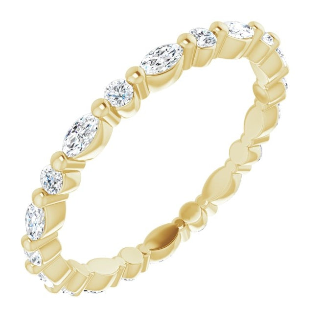14K Yellow Gold Marquise 3.5 X 1.75 Mm Vs, F+ Polished 3/4 Ctw Lab-Grown Diamond Eternity Band Size 7