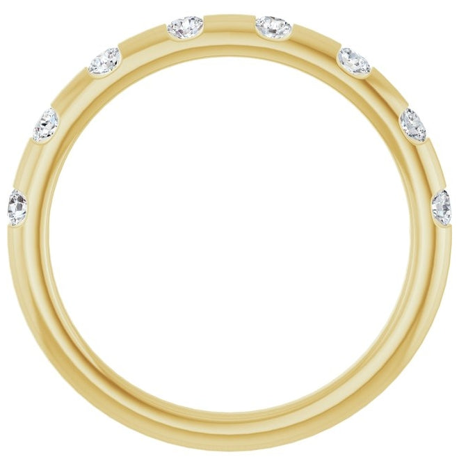 14K Yellow Gold Round 2 Mm Polished 1/4 Ctw Natural Diamond Anniversary Band Size 7