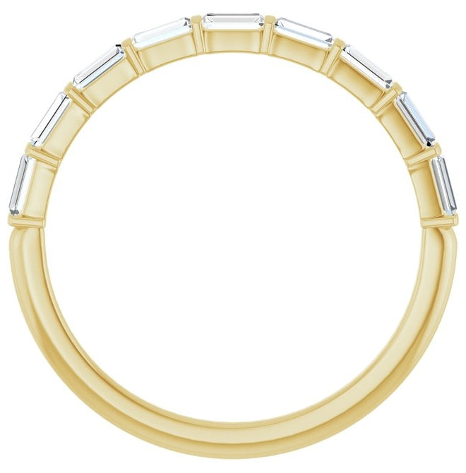 14K Yellow Gold Straight Baguette 3 X 1.3 Mm Polished 1/4 Ctw Natural Diamond Anniversary Band Size 7