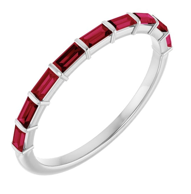 14K Yellow Or White Gold Straight Baguette 3 X 1.5 Mm Polished Lab-Grown Gem Anniversary Band