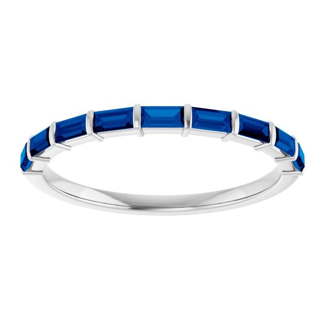14K Yellow Or White Gold Straight Baguette 3 X 1.5 Mm Polished Lab-Grown Gem Anniversary Band