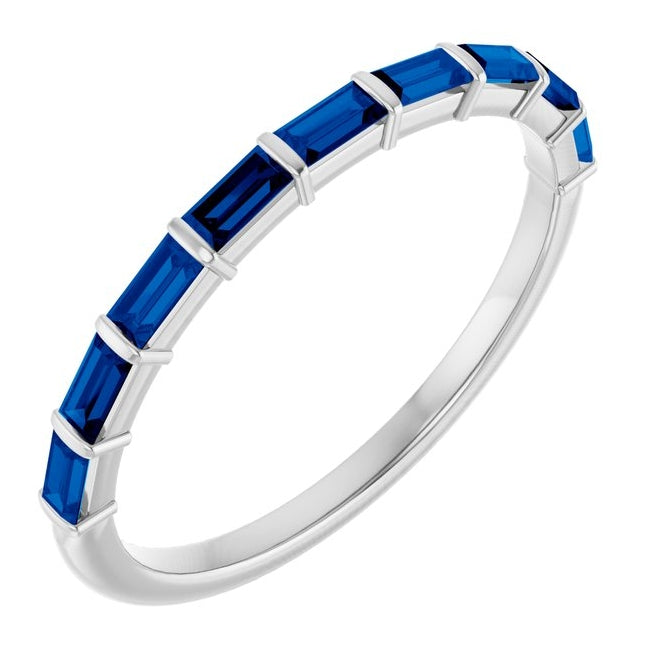 14K Yellow Or White Gold Straight Baguette 3 X 1.5 Mm Polished Lab-Grown Gem Anniversary Band