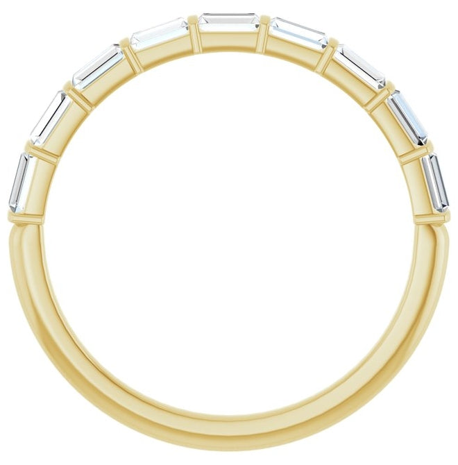 14K Yellow Or White Gold Straight Baguette 3 X 1.5 Mm Polished Lab-Grown Gem Anniversary Band