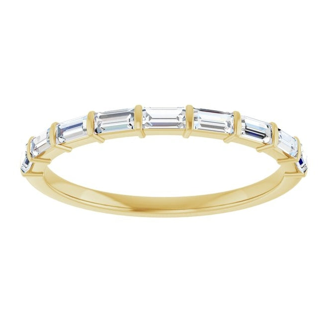 14K Yellow Or White Gold Straight Baguette 3 X 1.5 Mm Polished Lab-Grown Gem Anniversary Band
