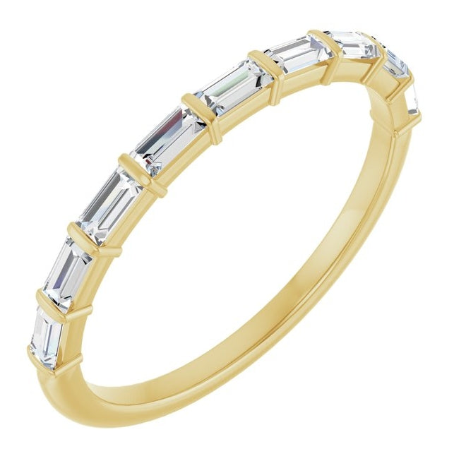 14K Yellow Or White Gold Straight Baguette 3 X 1.5 Mm Polished Lab-Grown Gem Anniversary Band