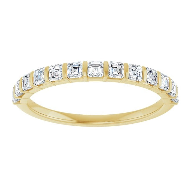 14K Yellow Gold Asscher 2 X 2 Mm Polished 5/8 Ctw Lab-Grown Diamond Anniversary Band Size 7