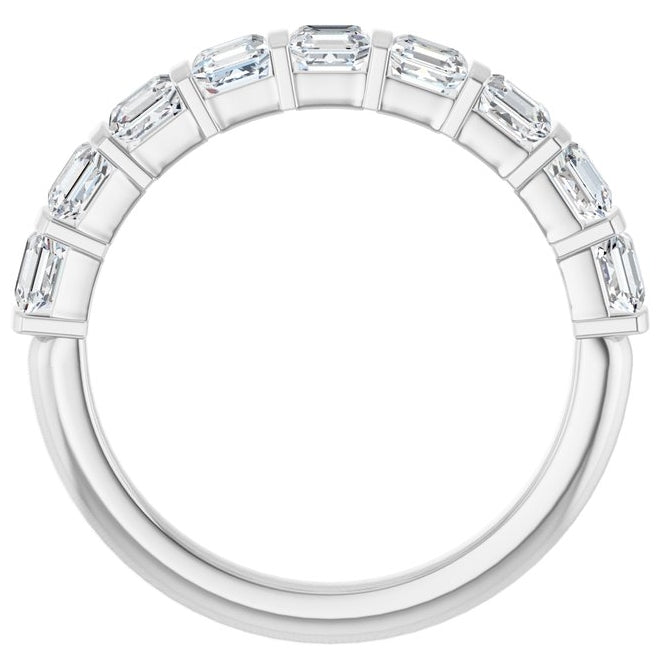 14K White Gold Asscher 3 X 3 Mm Polished 1 1/3 Ctw Lab-Grown Diamond Anniversary Band Size 7