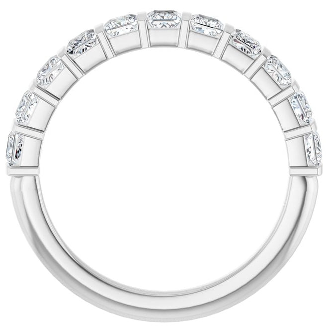14K White Gold Square 2.5 X 2.5 Mm Polished 1 Ctw Lab-Grown Diamond Anniversary Band Size 7