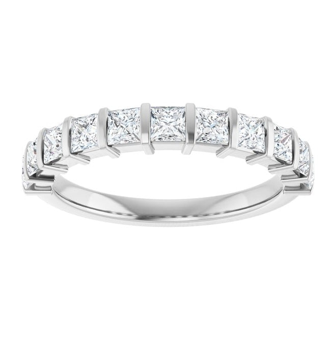 14K White Gold Square 2.5 X 2.5 Mm Polished 1 Ctw Lab-Grown Diamond Anniversary Band Size 7