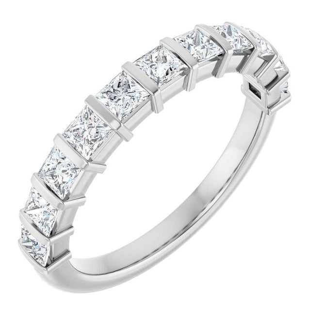 14K White Gold Square 2.5 X 2.5 Mm Polished 1 Ctw Lab-Grown Diamond Anniversary Band Size 7