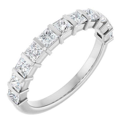 14K White Gold Square 2.5 X 2.5 Mm Polished 1 Ctw Lab-Grown Diamond Anniversary Band Size 7