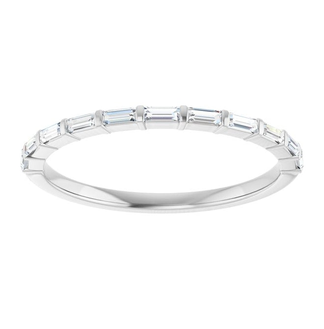 14K Yellow Or White Gold Straight Baguette 2.5 X 1 Mm Polished 1/5 Ctw Lab-Grown Diamond Anniversary Band