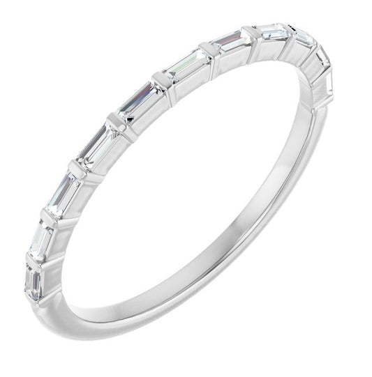 14K Yellow Or White Gold Straight Baguette 2.5 X 1 Mm Polished 1/5 Ctw Lab-Grown Diamond Anniversary Band