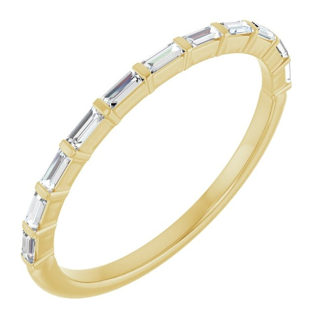 10K Yellow Gold Straight Baguette 2.5 X 1 Mm Polished 1/5 Ctw Lab-Grown Diamond Anniversary Band Size 7