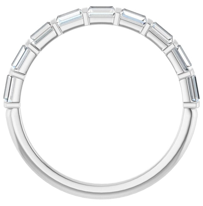 14K White Gold Straight Baguette 3 X 2 Mm Polished 3/4 Ctw Lab-Grown Diamond Anniversary Band Size 7