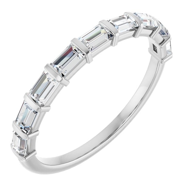 14K White Gold Straight Baguette 3 X 2 Mm Polished 3/4 Ctw Lab-Grown Diamond Anniversary Band Size 7