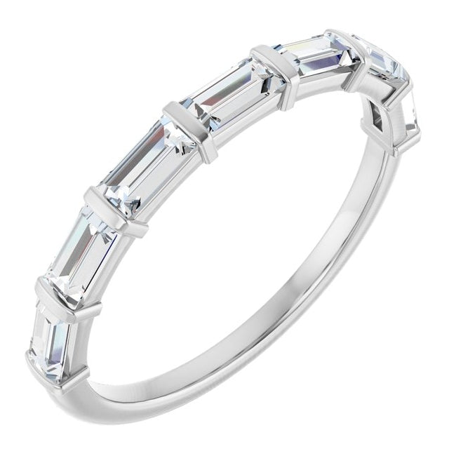 Platinum Straight Baguette 4 X 2 Mm Polished 3/4 Ctw Lab-Grown Diamond Anniversary Band Size 7