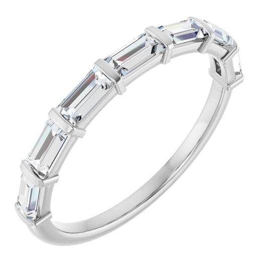 Platinum Straight Baguette 4 X 2 Mm Polished 3/4 Ctw Lab-Grown Diamond Anniversary Band Size 7