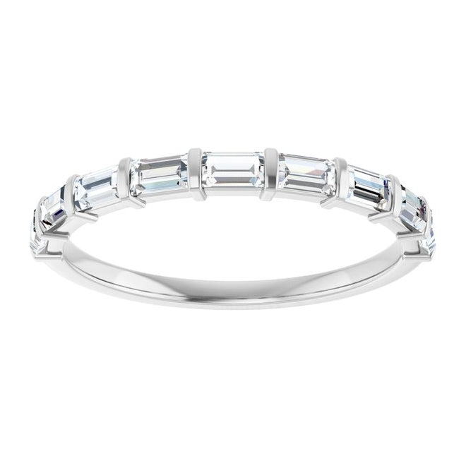 14K Yellow Or White Gold Straight Baguette 3 X 1.75 Mm Polished 1/2 Ctw Lab-Grown Diamond Anniversary Band