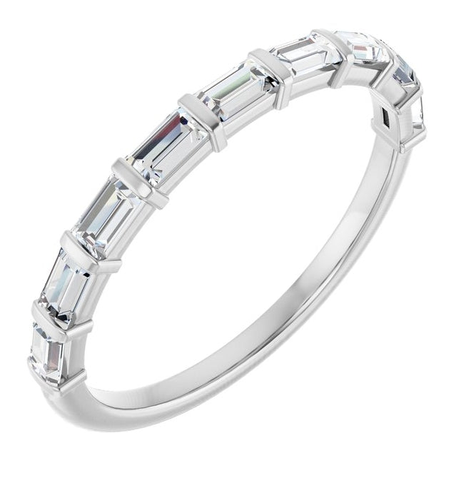 14K Yellow Or White Gold Straight Baguette 3 X 1.75 Mm Polished 1/2 Ctw Lab-Grown Diamond Anniversary Band