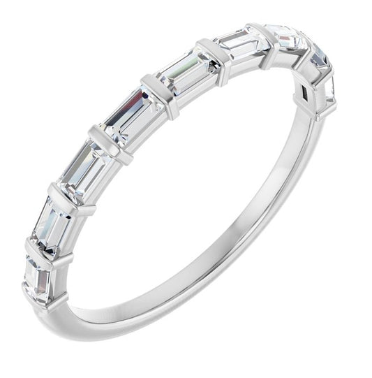 14K Yellow Or White Gold Straight Baguette 3 X 1.75 Mm Polished 1/2 Ctw Lab-Grown Diamond Anniversary Band