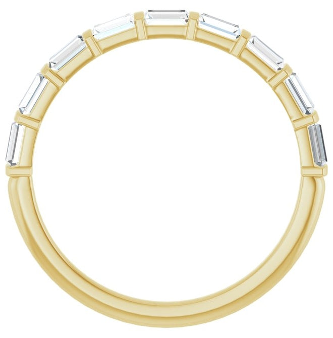 14K Yellow Or White Gold Straight Baguette 3 X 1.75 Mm Polished 1/2 Ctw Lab-Grown Diamond Anniversary Band