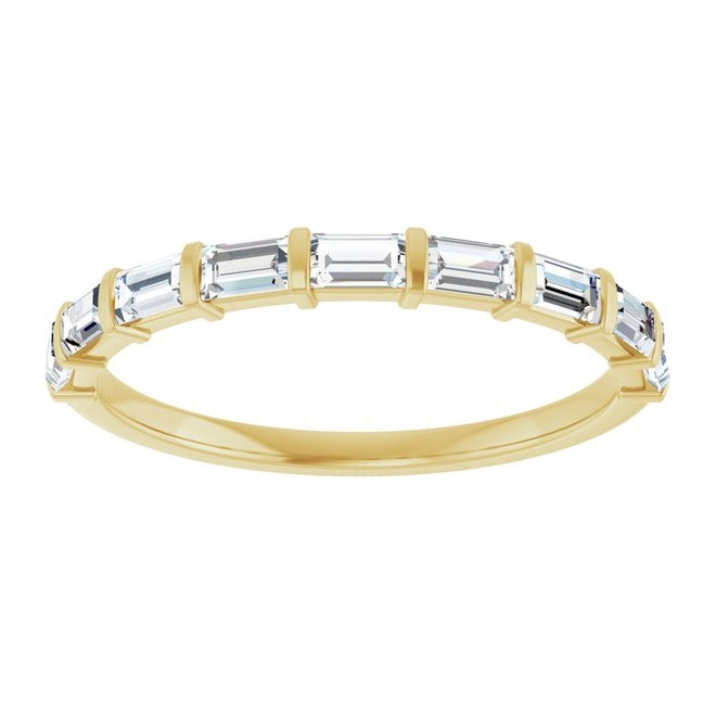 14K Yellow Or White Gold Straight Baguette 3 X 1.75 Mm Polished 1/2 Ctw Lab-Grown Diamond Anniversary Band