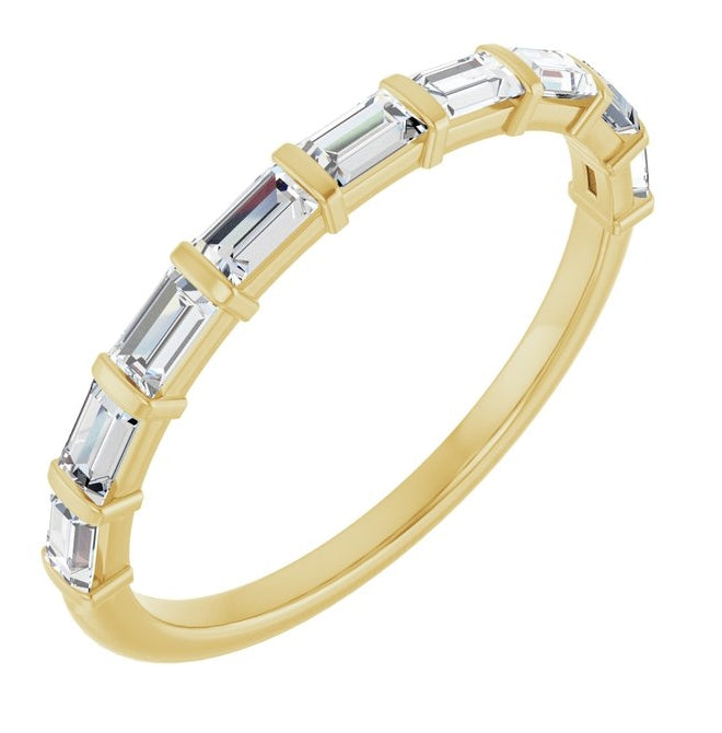 14K Yellow Or White Gold Straight Baguette 3 X 1.75 Mm Polished 1/2 Ctw Lab-Grown Diamond Anniversary Band