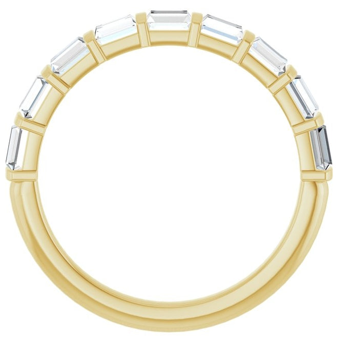14K Yellow Gold Or Platinum Straight Baguette 3 X 2.5 Mm Polished 1 Ctw Lab-Grown Diamond Anniversary Band