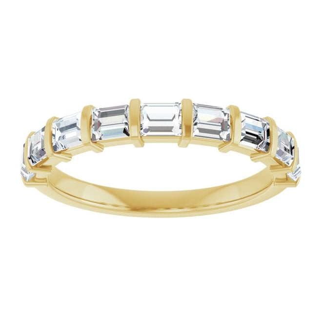 14K Yellow Gold Or Platinum Straight Baguette 3 X 2.5 Mm Polished 1 Ctw Lab-Grown Diamond Anniversary Band