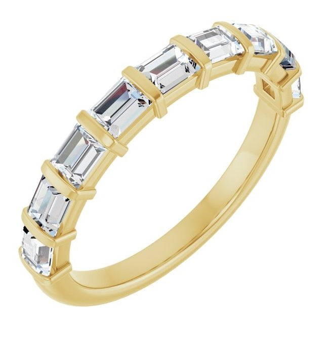 14K Yellow Gold Or Platinum Straight Baguette 3 X 2.5 Mm Polished 1 Ctw Lab-Grown Diamond Anniversary Band