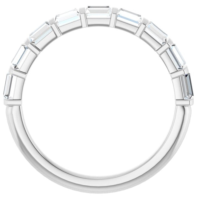 14K Yellow Gold Or Platinum Straight Baguette 3 X 2.5 Mm Polished 1 Ctw Lab-Grown Diamond Anniversary Band