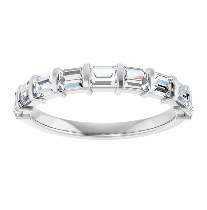 14K Yellow Gold Or Platinum Straight Baguette 3 X 2.5 Mm Polished 1 Ctw Lab-Grown Diamond Anniversary Band